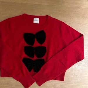 Madeleine Thompson Cropped Cashmere Sweater with Bows